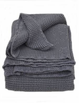 Narzuta bawełniana - Favo soft - ciemna szara