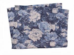 Bieżnik Flower blue - rustykalny w kwiaty - niebieski