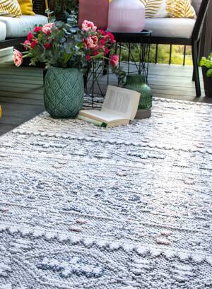 Dywan na balkon Sherpa ivory - SHE376 - Obsession - wzór 3D kremowy