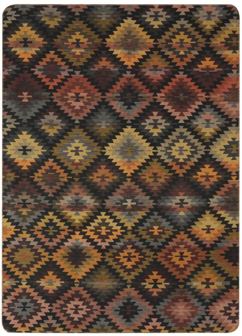 Koc bawełniano-akrylowy Biederlack - Nomad dark - kolorowy ethno