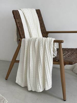Pled dziergany bawełniany Exclusive nature milky