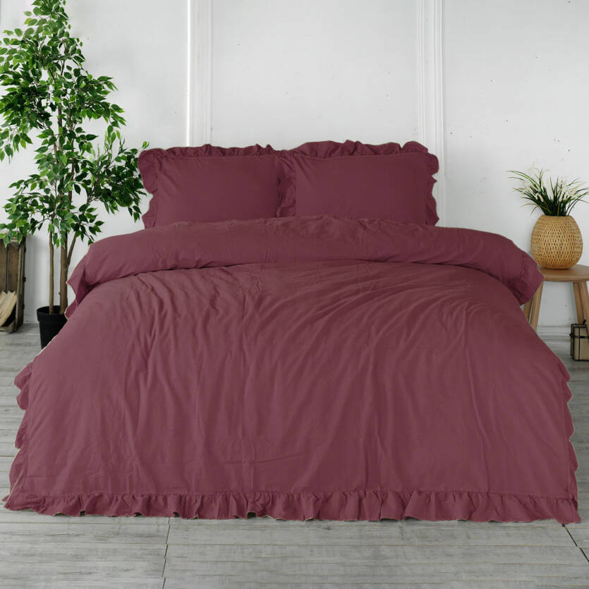 Pościel bawełniana Stonewashed 160x200 raspberry