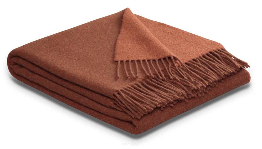 Pled wełniano-kaszmirowy Biederlack - rost-terracota 2 rozmiary