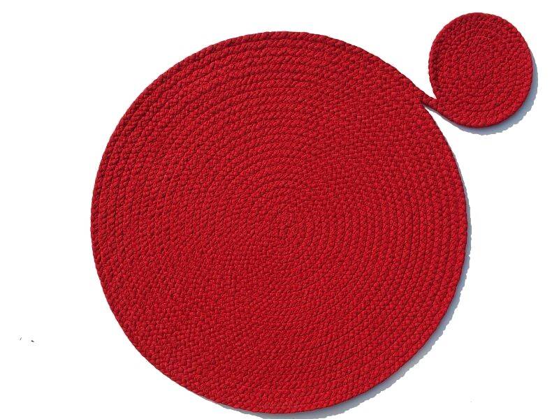 Podkładka na stół TRANCA - tekstylna bawełniana - czerwona. Ręcznie tkana - Handmade