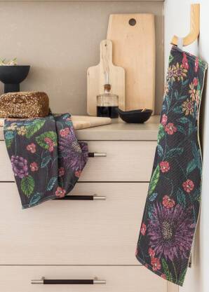 Ręcznik kuchenny tkany - Ekelund -  Åsmon  - bawełniany - w kwiaty