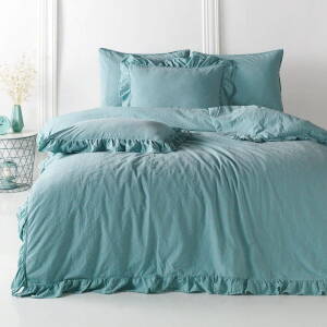 Pościel bawełniana Stonewashed 200x220 mineral blue