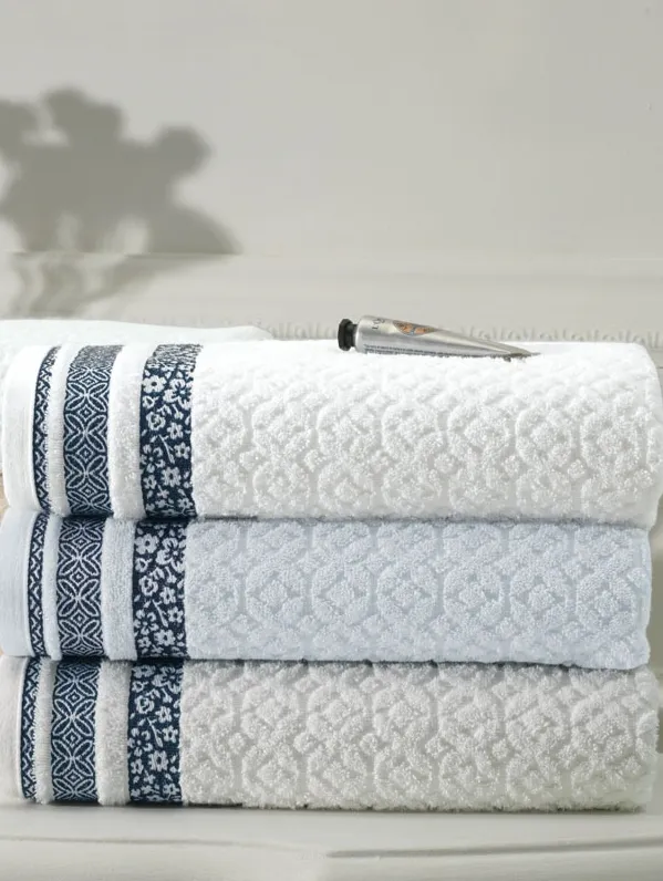 Ręcznik Karsten - Zaira - szary-niebieski-biały