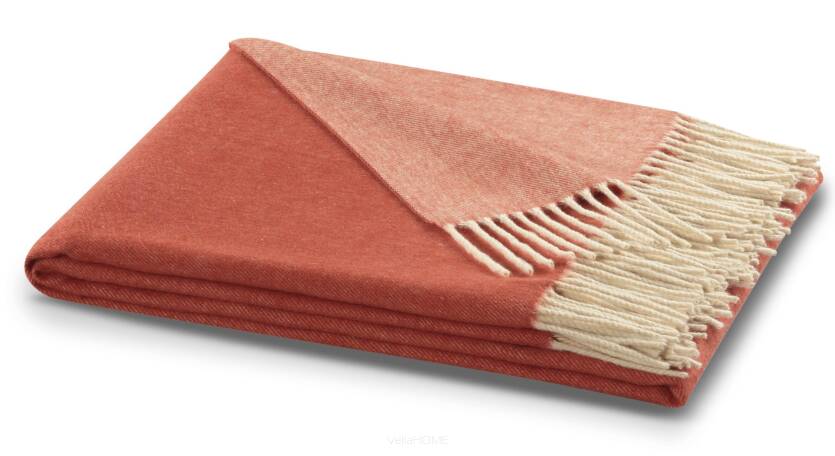 Pled z frędzlami Twill - Biederlack - tomato