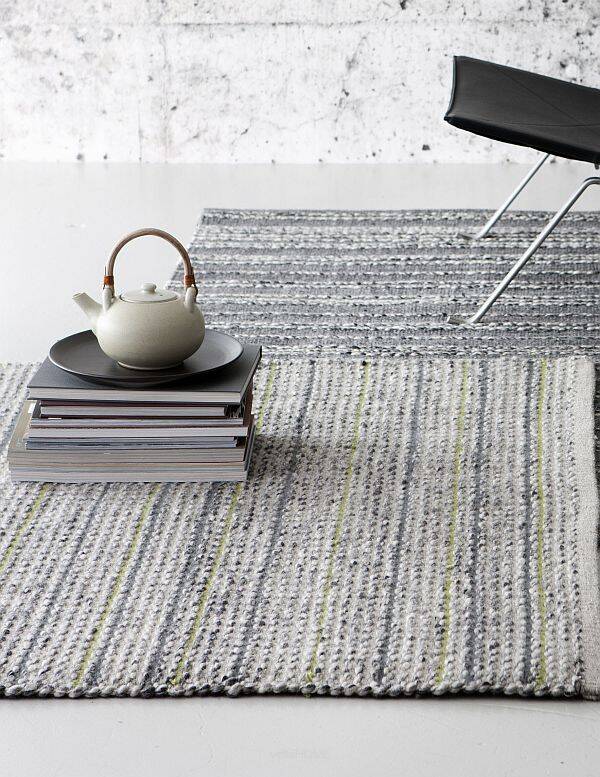 Dywan wełniany Desire lime 170x240 Linie Design szary z limonką