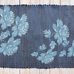 Dywanik z nadrukiem Flower blue - niebieski - kwiatowy wzór