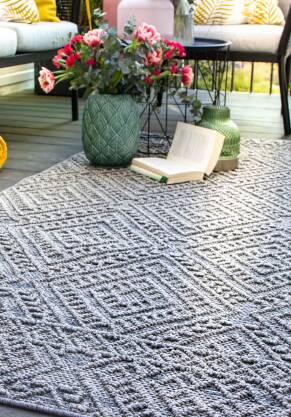 Dywan na taras Sherpa grey - SHE377 - Obsession - wzór 3D szary