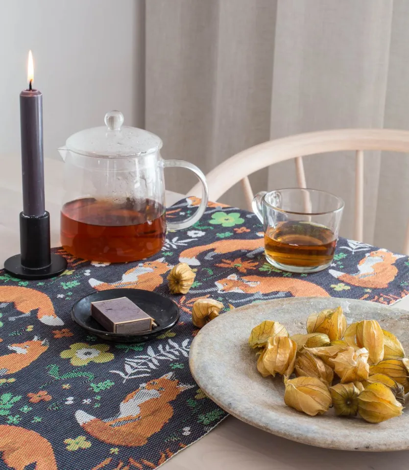 Bieżnik na stół tkany - Ekelund - Rävrike - bawełniany - jesienny